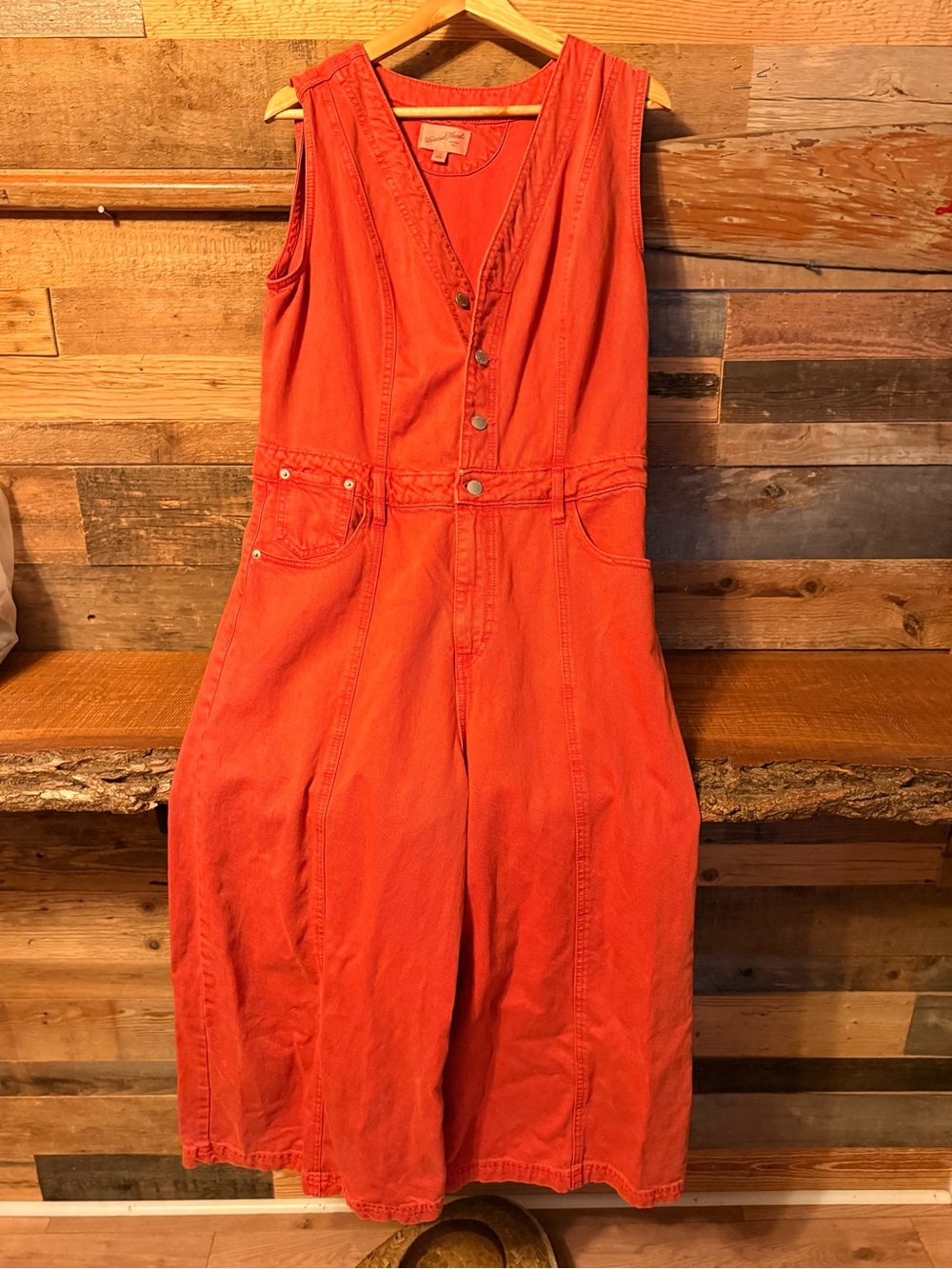 Universal Thread Sleeveless Coral-Orange Button-Front Jumpsuit